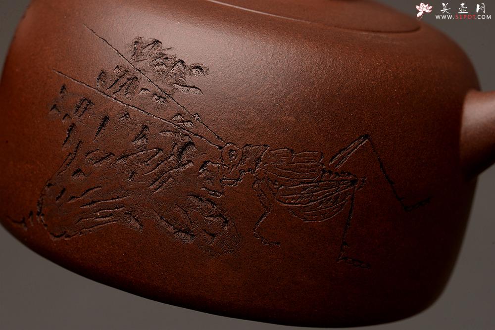 紫砂壶图片：寓意吉祥 稳重典雅 精工全手四灵井栏 - 美壶网