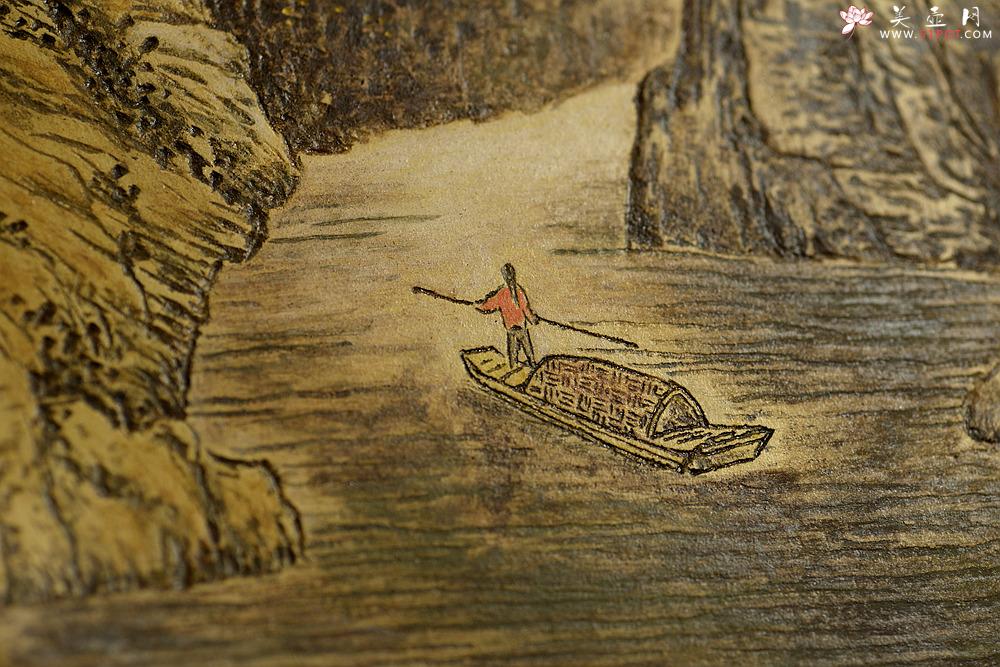 紫砂壶图片：张听刚新意装饰 山水挂盘 紫砂着色 韵味十足 精品~ - 美壶网