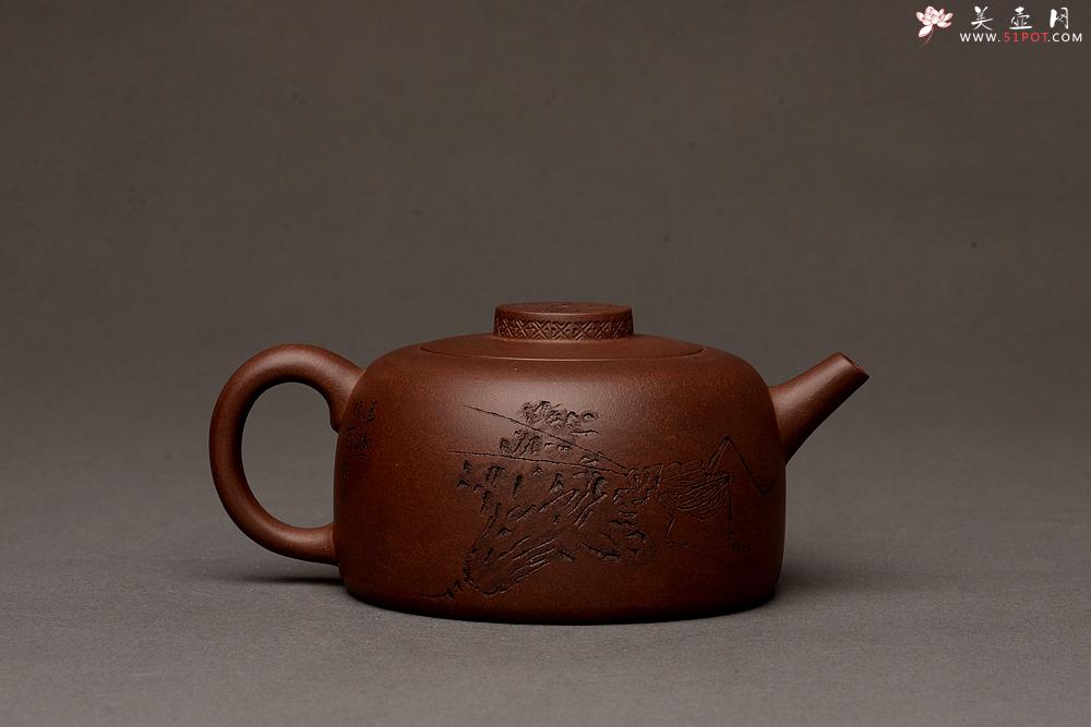 紫砂壶图片：寓意吉祥 稳重典雅 精工全手四灵井栏 - 美壶网