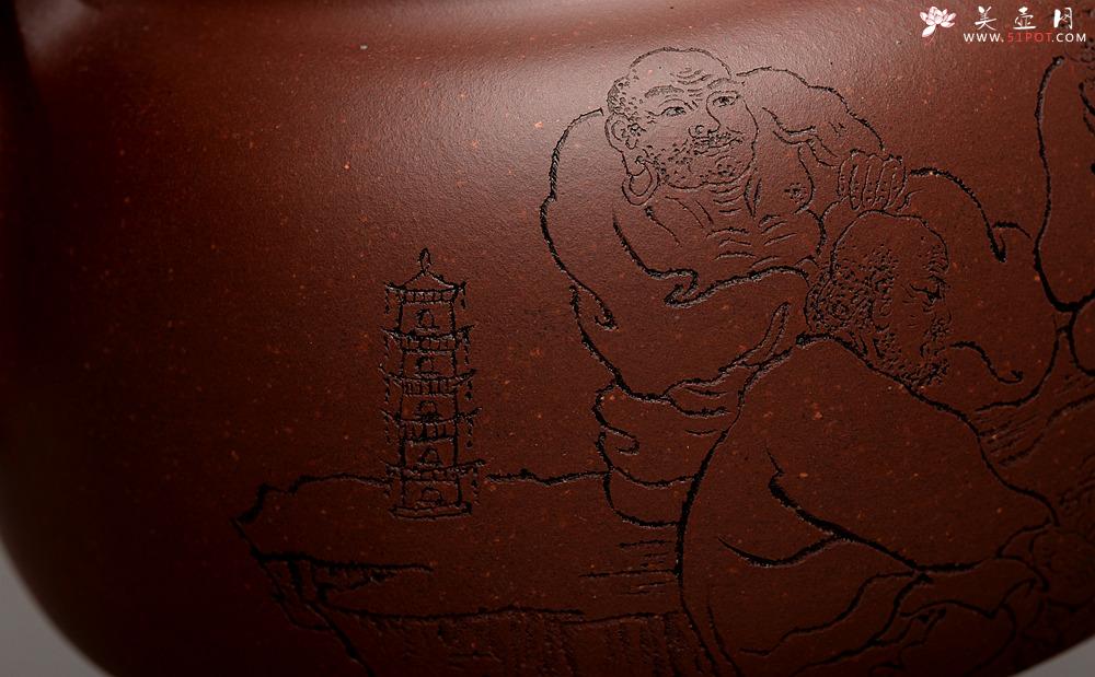 紫砂壶图片：钱建荷全手新作 环玉提梁 做工精致 浑厚大气 国助袁德波装饰  - 美壶网