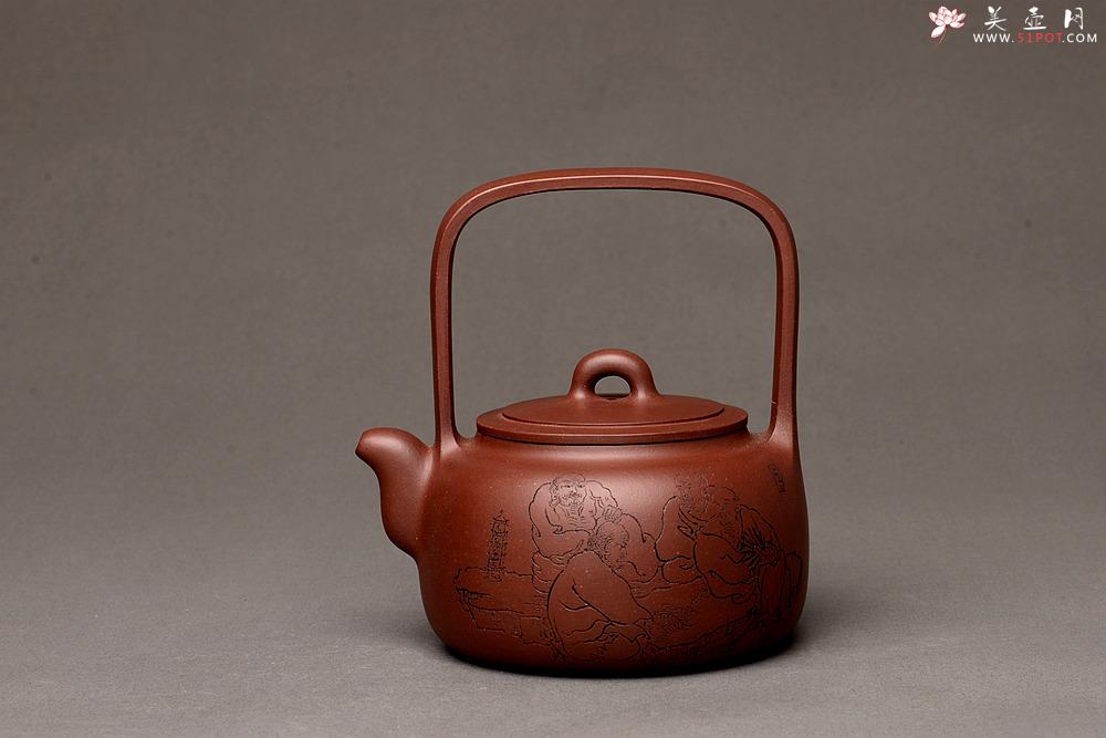 紫砂壶图片：钱建荷全手新作 环玉提梁 做工精致 浑厚大气 国助袁德波装饰  - 美壶网