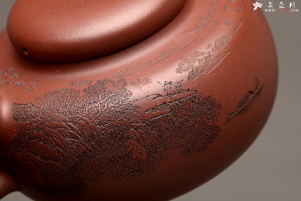 紫砂壶图片：李彦雄精刻山水 道洪风格之全手玉韵  精品之作 - 美壶网