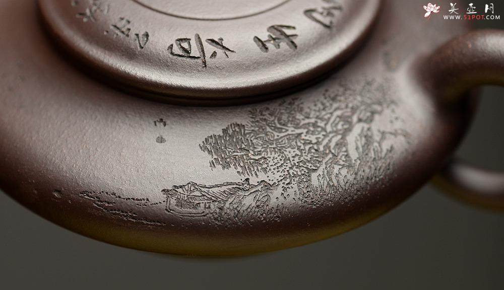 紫砂壶图片：精心之作 通景虚扁  李彦雄代表作 原矿老紫泥 - 美壶网