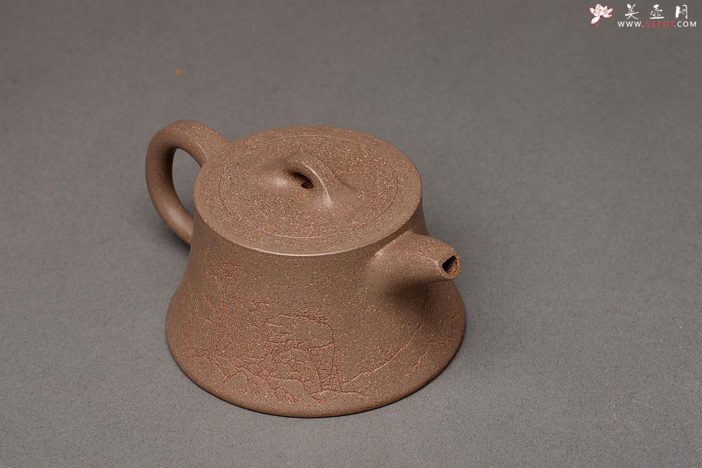 紫砂壶图片：张听刚精心装饰 古朴之味 文气佳品 全手柱础 - 美壶网