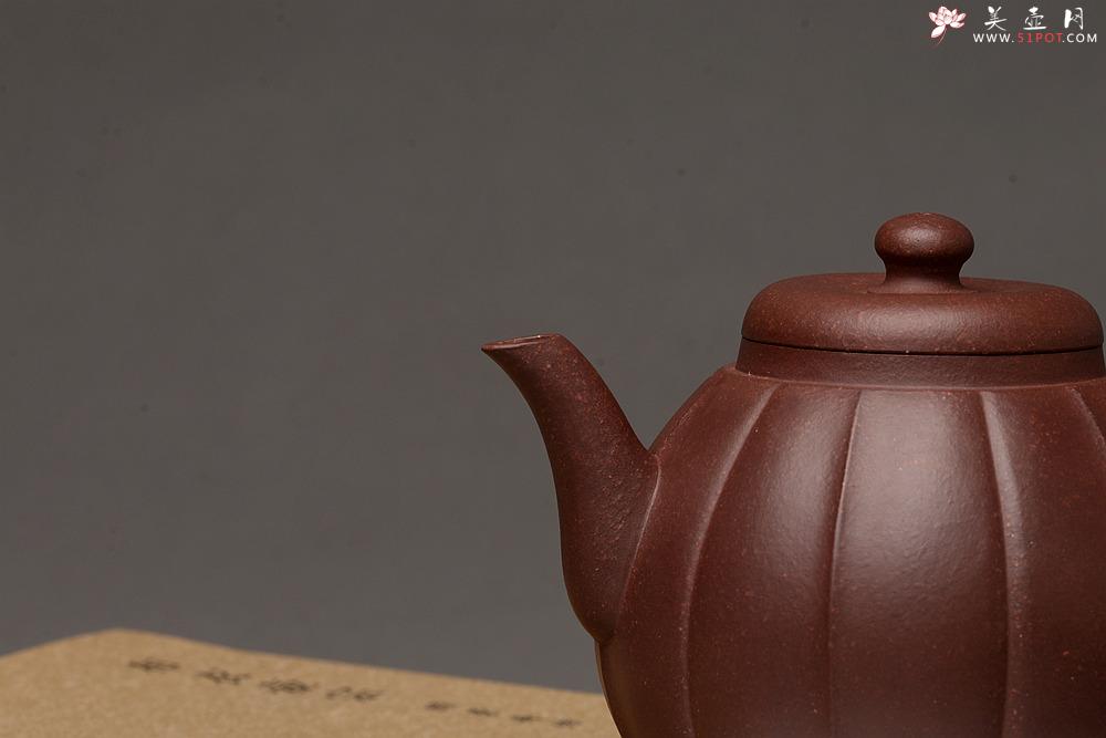 紫砂壶图片：周斌全手工新作难度极大 肌肉男o(∩_∩)o 全手筋纹秋蕾 原矿老紫泥 - 美壶网