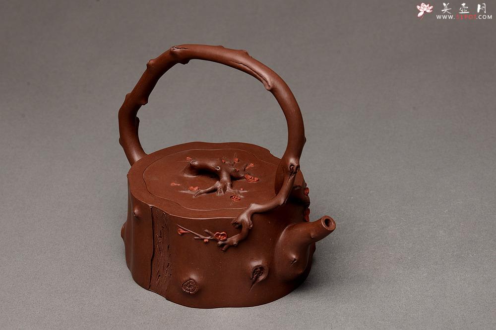 紫砂壶图片：单志萍老师新品 精品全手提梁梅桩 难度大 立体梅花~精神喜庆 - 美壶网