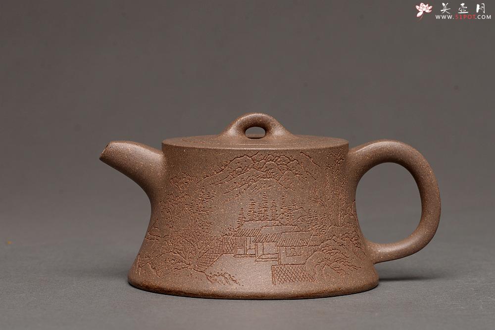 紫砂壶图片：张听刚精心装饰 古朴之味 文气佳品 全手柱础 - 美壶网
