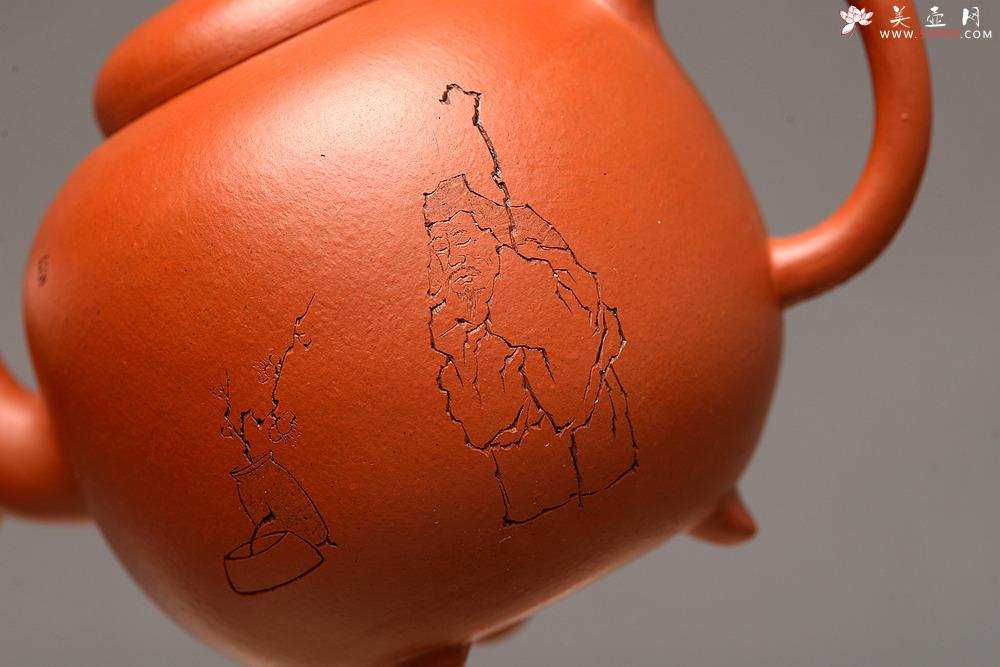 紫砂壶图片：徐亚春新品 优质朱泥 全手三足皓月 游心堂主人装饰 实用佳品 - 美壶网