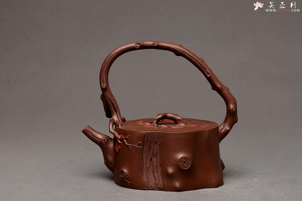 紫砂壶图片：单志萍老师新品 精品全手提梁梅桩 难度大 立体梅花~精神喜庆 - 美壶网