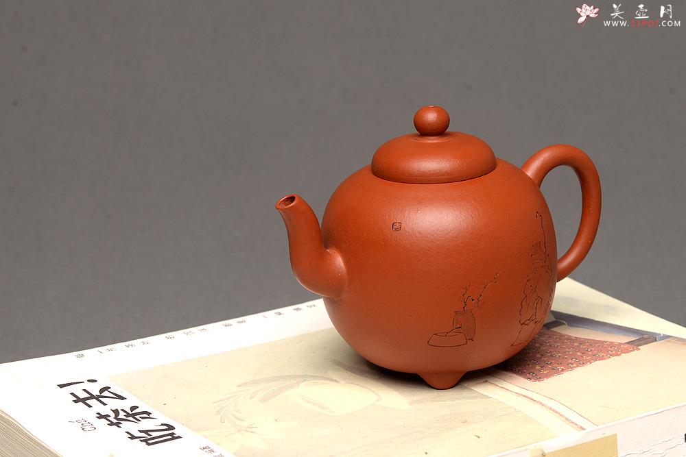 紫砂壶图片：徐亚春新品 优质朱泥 全手三足皓月 游心堂主人装饰 实用佳品 - 美壶网