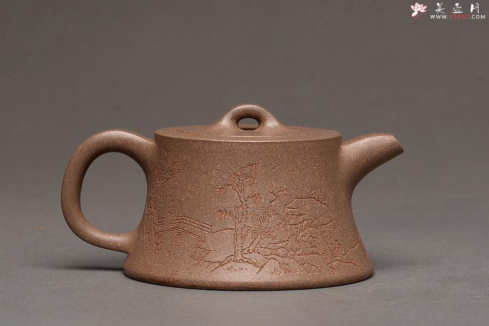 紫砂壶图片：张听刚精心装饰 古朴之味 文气佳品 全手柱础 - 美壶网