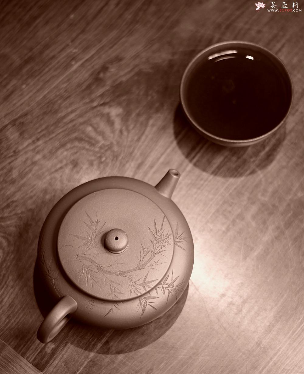 紫砂壶图片：扁翁设计 詹黎明全手制作 国师赵辉精心装饰 杀茶利器 卧云 - 美壶网