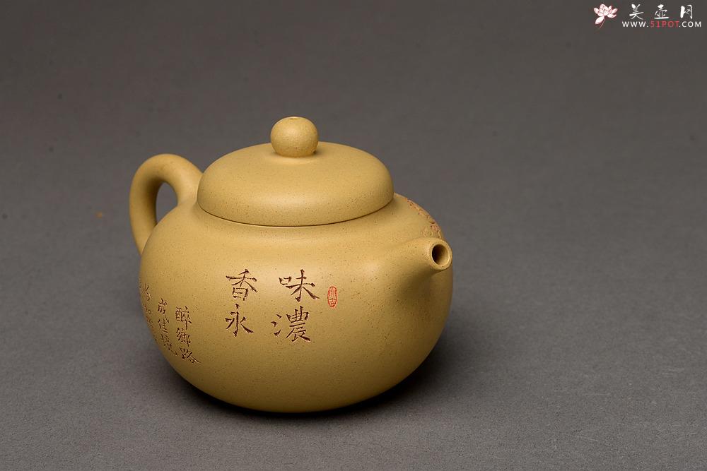 紫砂壶图片：此壶小巧文气 圆润饱满 实用有趣 本山绿圆珠  - 美壶网