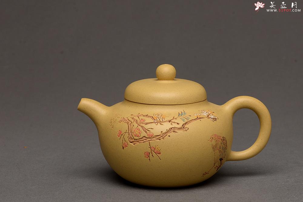 紫砂壶图片：此壶小巧文气 圆润饱满 实用有趣 本山绿圆珠  - 美壶网