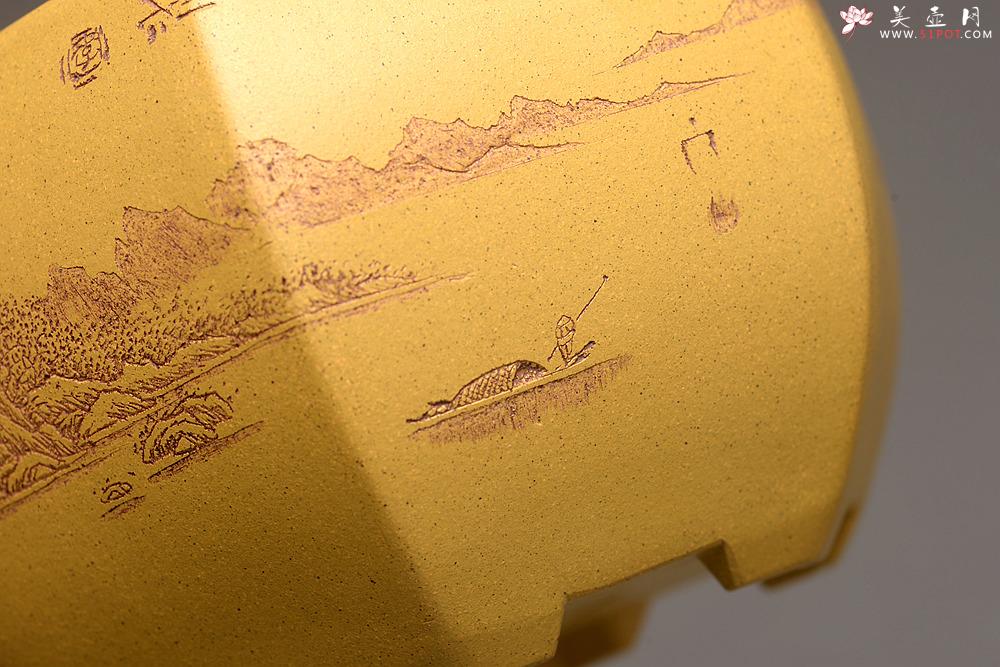 紫砂壶图片：李彦雄精刻山水~全手六方水盂 笔洗  把玩精品 - 美壶网