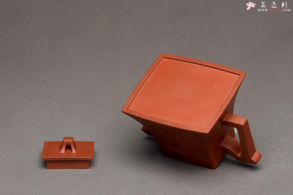 紫砂壶图片：大师风范 稳如泰山 国工师陈宏林装饰  全手方钟 珍藏 - 美壶网