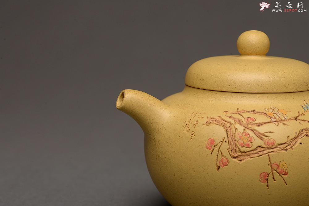 紫砂壶图片：此壶小巧文气 圆润饱满 实用有趣 本山绿圆珠  - 美壶网