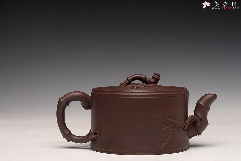 紫砂壶图片：顾正芳丙申春作品 温文尔雅  贴叶精湛 全手竹段  - 美壶网