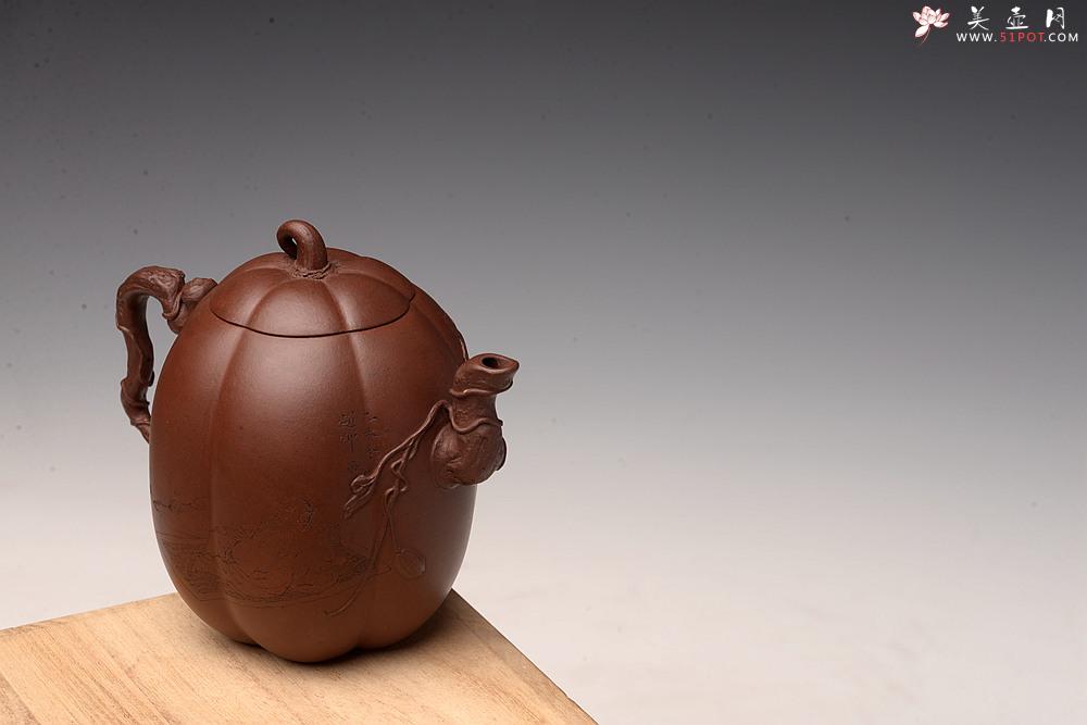 紫砂壶图片：顾正芳精品全手 原创作品 花货技法精湛  甜瓜 赵辉老师精刻 - 美壶网
