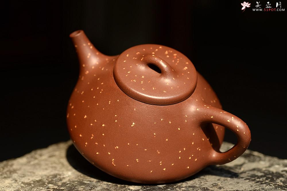 紫砂壶图片：骨肉均挺 迷人铺砂 巧克力之全手子冶石瓢 - 美壶网