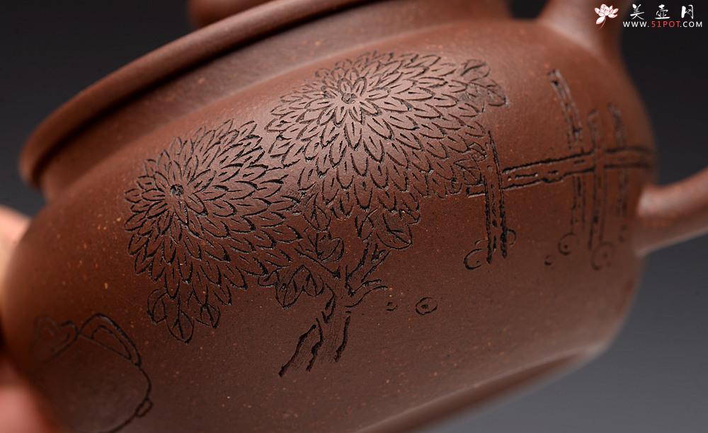 紫砂壶图片：张听刚精心装饰  刻绘精彩 大口实用 全手巨轮珠 摹曼生画 - 美壶网