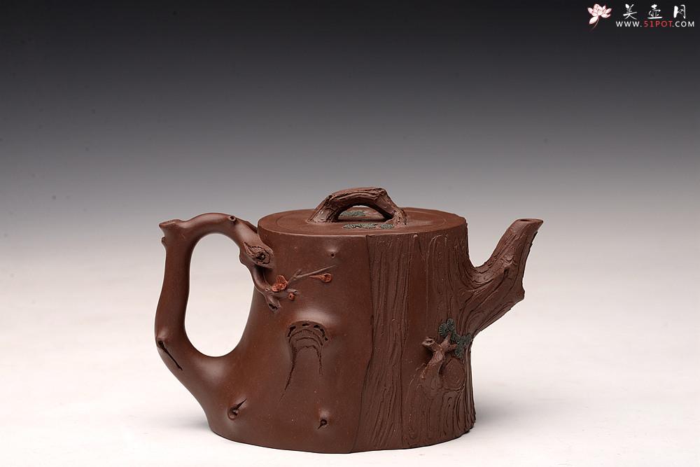 紫砂壶图片：单志萍新作 苍劲之意 古拙之风 全手松梅情深 经典作品 - 美壶网