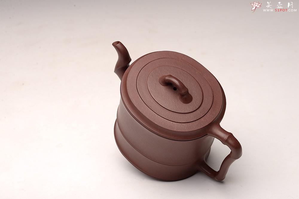 紫砂壶图片：储亚全手代表作 腰圆竹段 颇具难度  灵秀出尘 - 美壶网