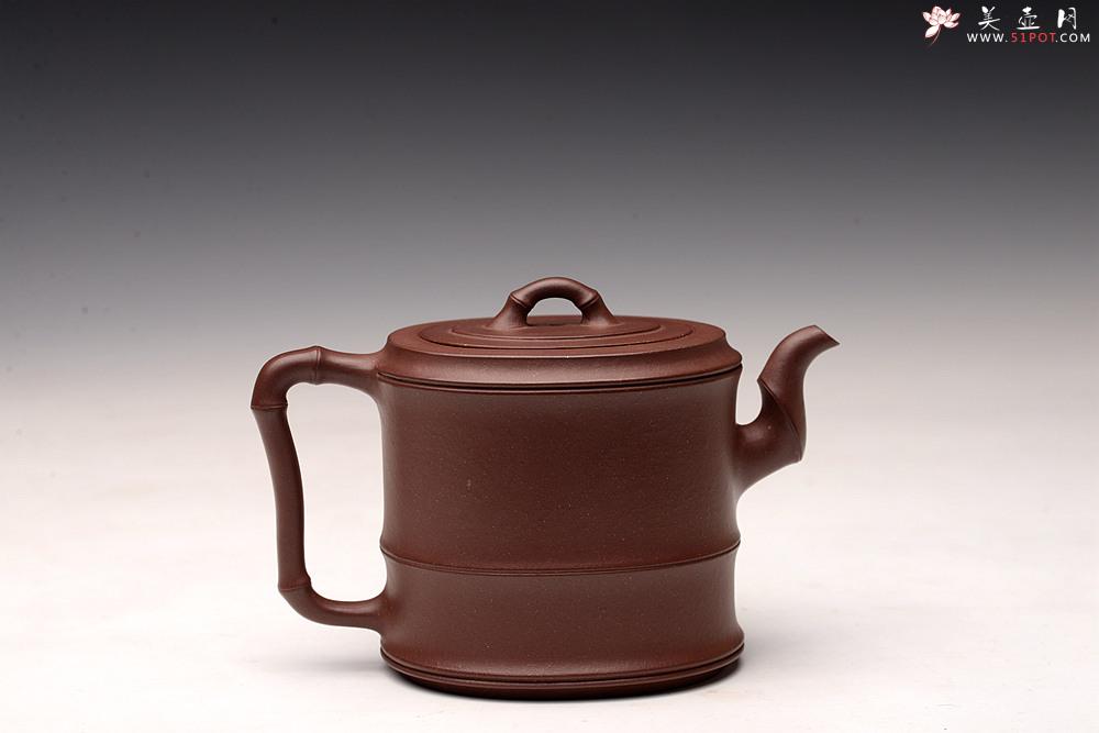 紫砂壶图片：储亚全手代表作 腰圆竹段 颇具难度  灵秀出尘 - 美壶网