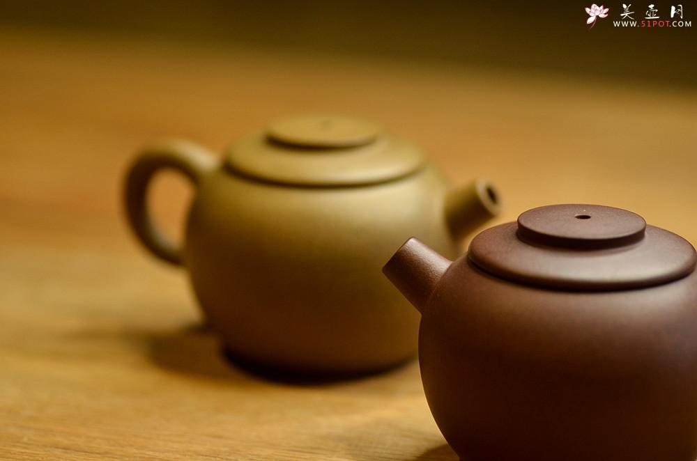 紫砂壶图片：美壶特惠 茶人最爱 古朴小品 实用小巨轮~紫泥 段泥一对 - 美壶网