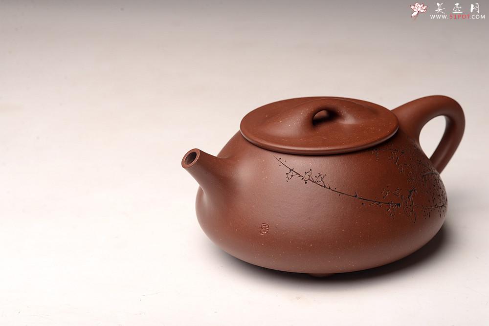 紫砂壶图片：吴杰全手新作 气势饱满 陆轶舟装饰 双刀老辣 精致耐品~ 梅花满瓢 致敬景舟 - 美壶网