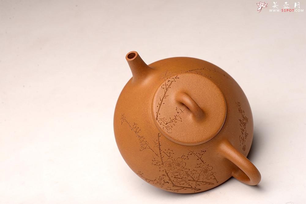 紫砂壶图片：优质黄金段 周路健全手作品 器形端正~ 骨肉均挺 子冶石瓢 陆逸舟刻梅~ - 美壶网