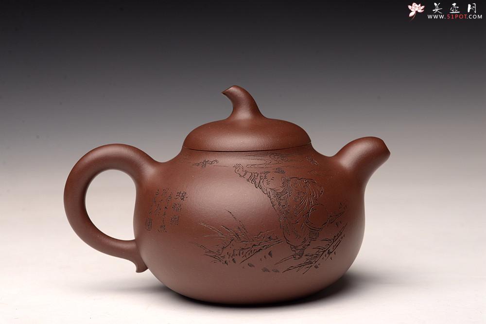 紫砂壶图片：张云熙精品之作 富有逸趣 传统器形 饱满可人 童子接福 茄瓜 - 美壶网