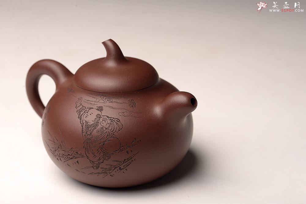 紫砂壶图片：张云熙精品之作 富有逸趣 传统器形 饱满可人 童子接福 茄瓜 - 美壶网