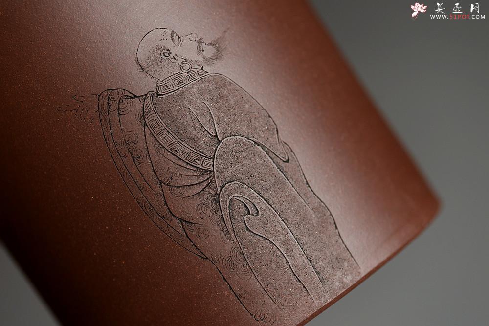 紫砂壶图片：游心堂主人精刻笔筒 刀法细腻 文房雅器 罗汉/玄奘西行 - 美壶网