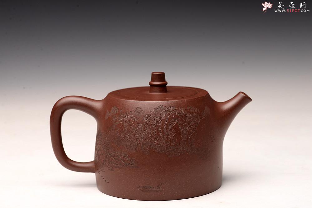 紫砂壶图片：通景山水 丰润挺拔  优质地槽青 全手大汉铎 - 美壶网