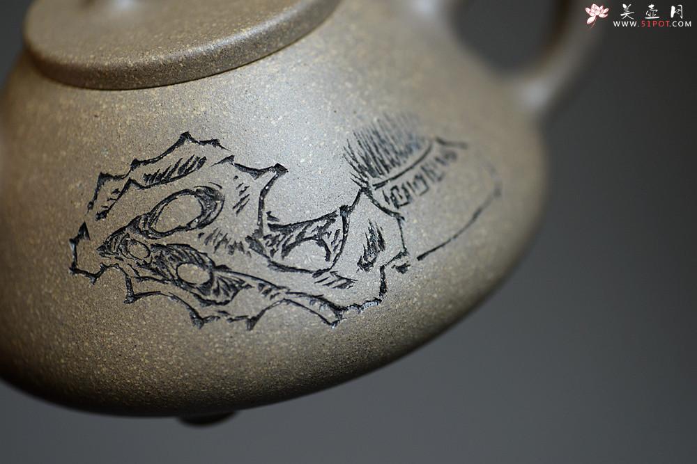 紫砂壶图片：周路健丙申夏全手新作  古意盎然 优质青段 心舟石瓢 陆轶舟文气装饰 - 美壶网