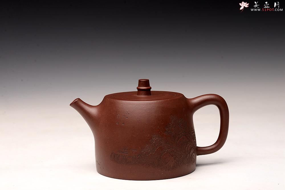 紫砂壶图片：通景山水 丰润挺拔  优质地槽青 全手大汉铎 - 美壶网