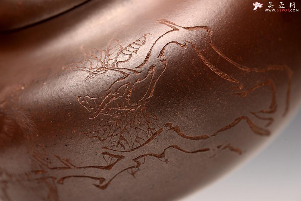 紫砂壶图片：沈秋伟经典作品 气窑窑变 高路精刻 传统全手工 线条舒畅 果元 - 美壶网