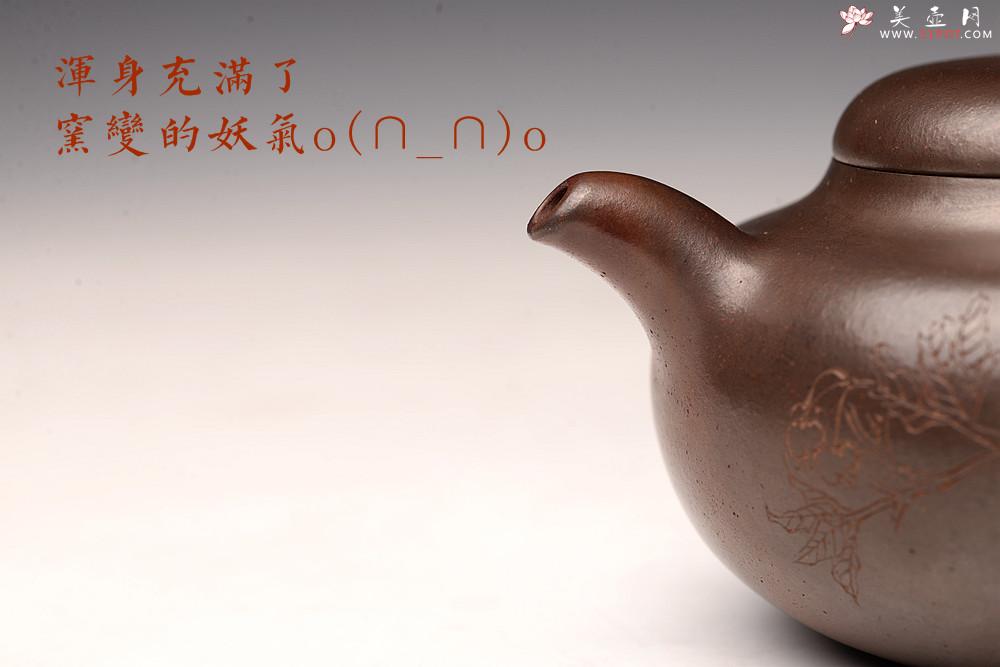 紫砂壶图片：沈秋伟经典作品 气窑窑变 高路精刻 传统全手工 线条舒畅 果元 - 美壶网