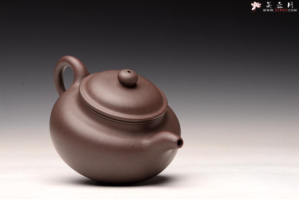 紫砂壶图片：传统器形 大口实用 精品紫茄泥 全手扁莲子 - 美壶网