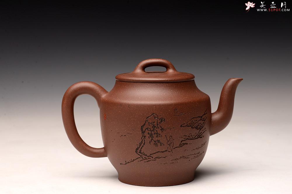 紫砂壶图片：张听刚精心装饰 元瑞 古风秉然 老紫泥调砂 做工精致 - 美壶网