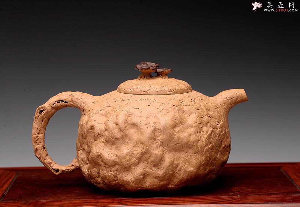 紫砂壶图片：肌理自然生动 全手薄胎灵芝龚春 古朴之味~~~沧桑质感 - 美壶网