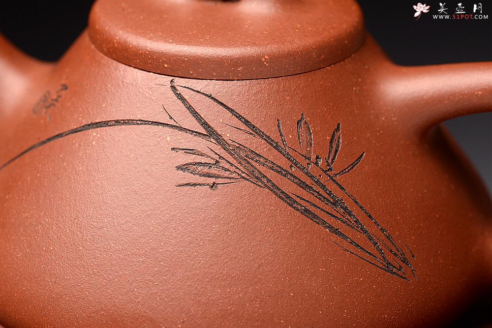 紫砂壶图片：优质降坡泥 周路健全手近作  陆轶舟刻绘 耐品实用子冶石瓢  挺拔 - 美壶网