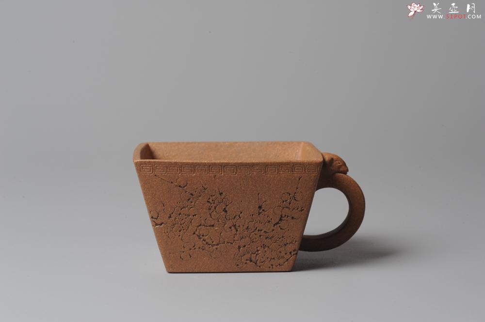 紫砂壶图片：唐文全手 刘华徒弟生益刻绘 老段泥 兽耳品茗杯 - 美壶网