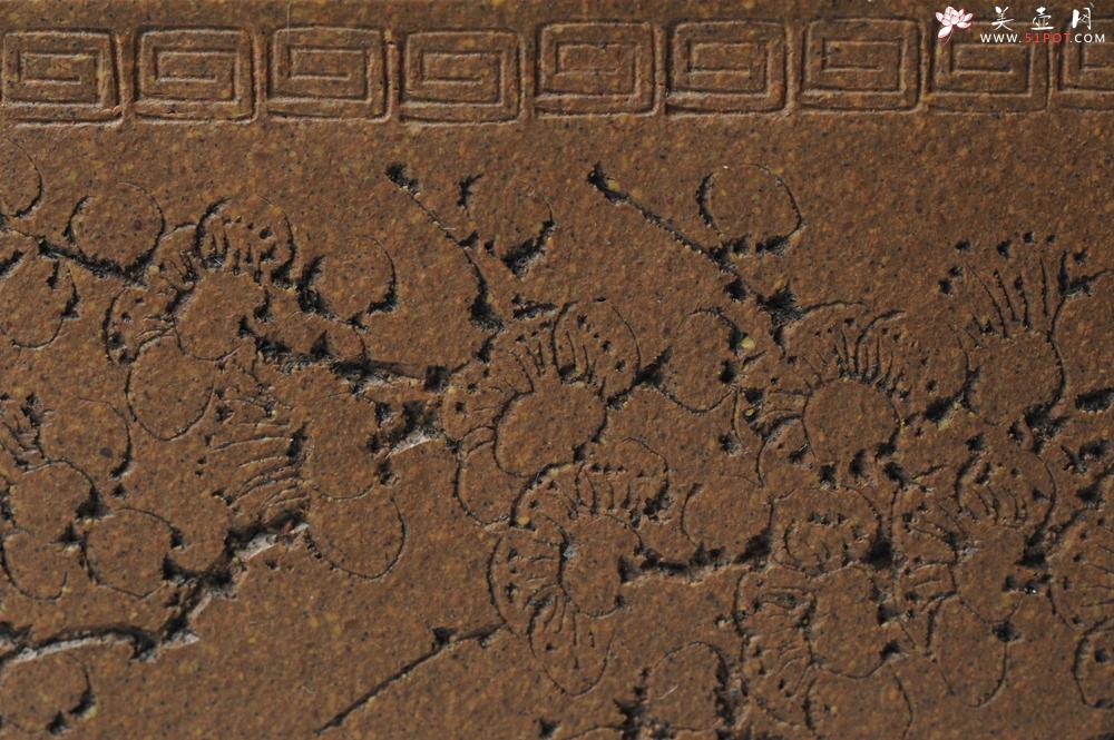 紫砂壶图片：唐文全手 刘华徒弟生益刻绘 老段泥 兽耳品茗杯 - 美壶网