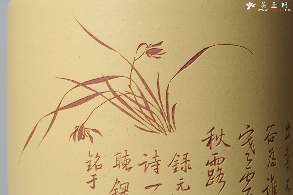 紫砂壶图片：素雅 文气 有兰有竹 笔筒 功力精湛 - 美壶网