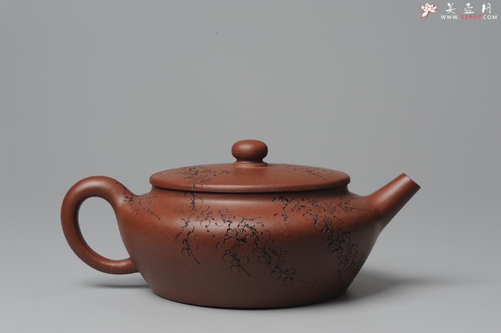紫砂壶图片：刘华徒弟生益刻绘 全手工桑扁 - 美壶网