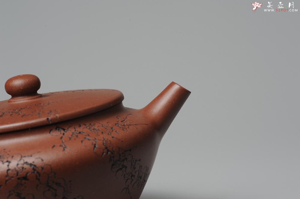 紫砂壶图片：刘华徒弟生益刻绘 全手工桑扁 - 美壶网
