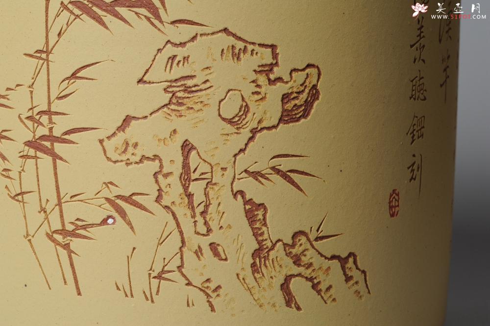 紫砂壶图片：素雅 文气 有兰有竹 笔筒 功力精湛 - 美壶网