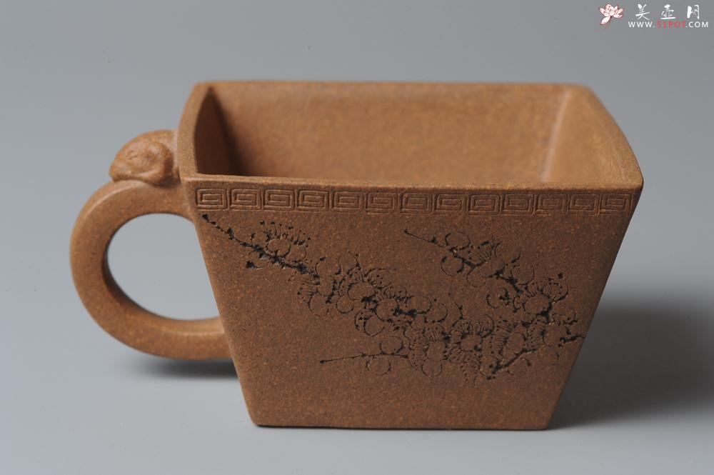 紫砂壶图片：唐文全手 刘华徒弟生益刻绘 老段泥 兽耳品茗杯 - 美壶网